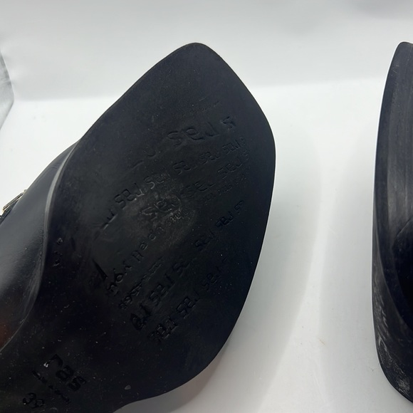 RAS black chunky heel leather loafer square toe/heel w/jewel detail SZ 39 US 9 - Picture 10 of 13